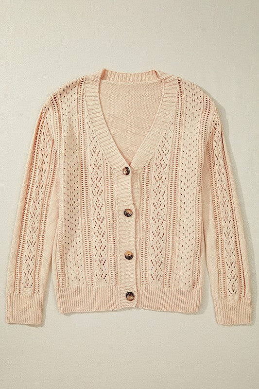 Women Open Knit Drop Shoulder Sweater Cardigan