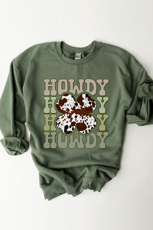 Howdy St Patricks Day Graphic Fleece Sweatshirts