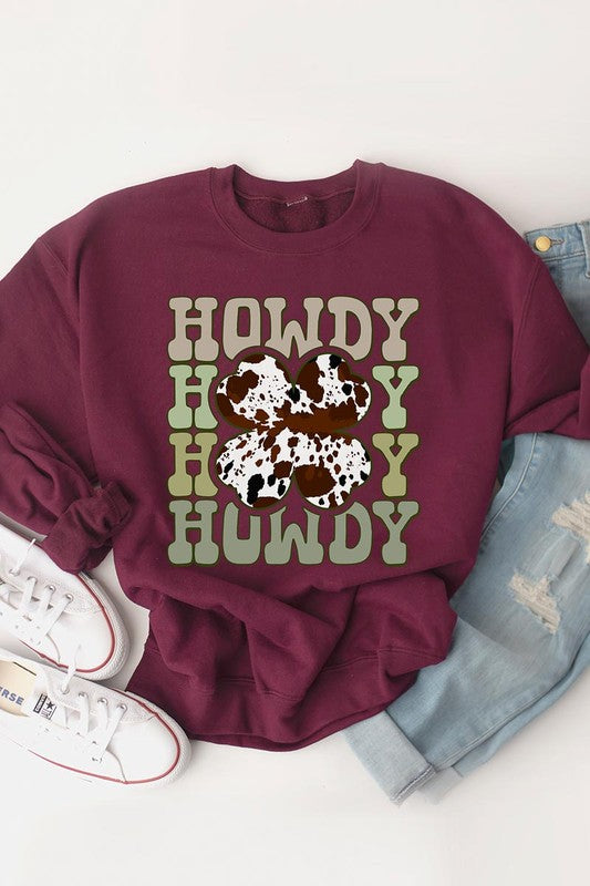 Howdy St Patricks Day Graphic Fleece Sweatshirts