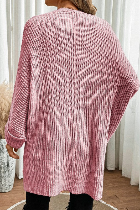 Batwing Sleeve Oversized Cable Knit Cardigan