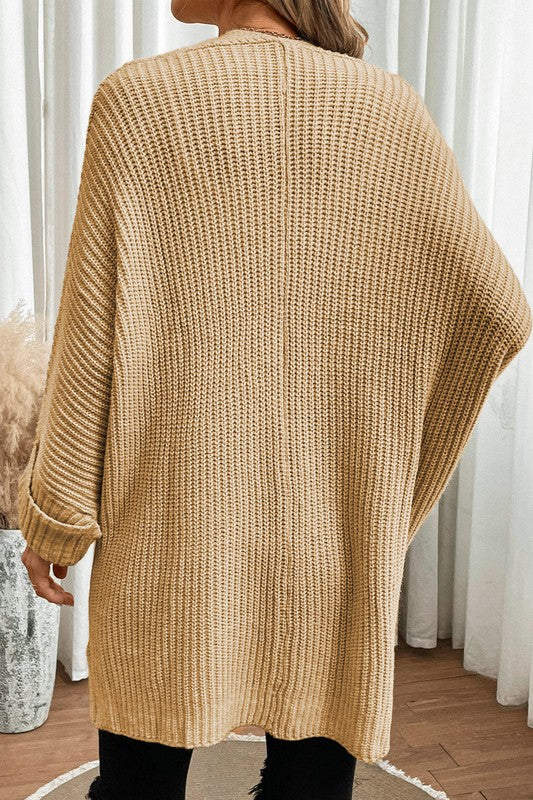 Batwing Sleeve Oversized Cable Knit Cardigan