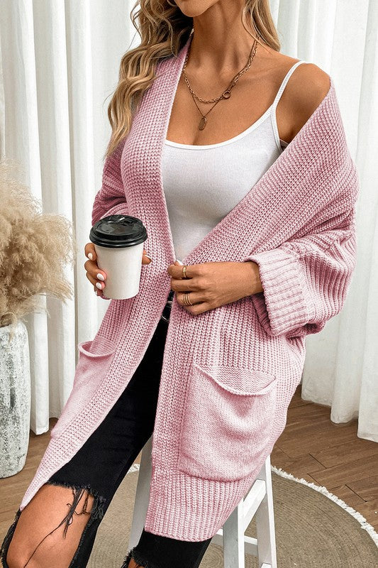 Batwing Sleeve Oversized Cable Knit Cardigan