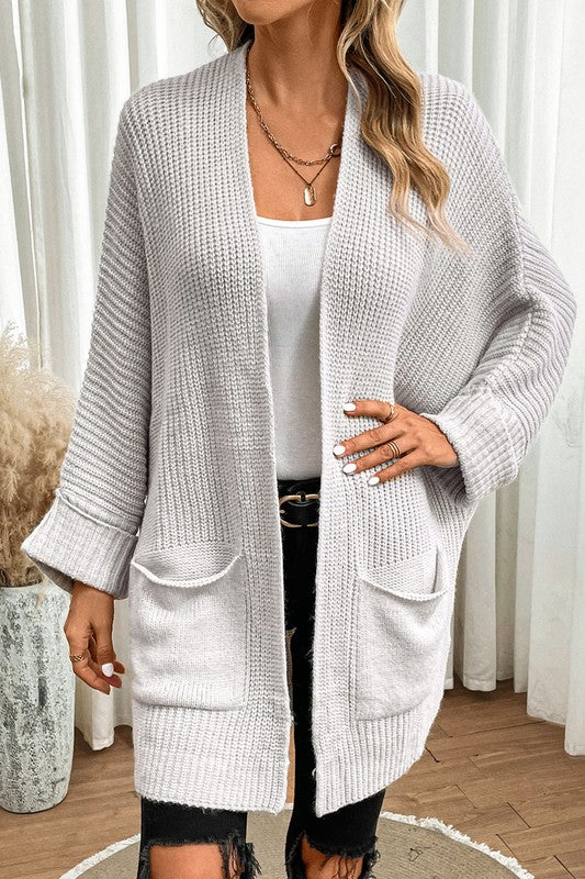 Batwing Sleeve Oversized Cable Knit Cardigan