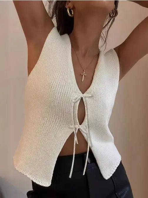 Tie front tank top