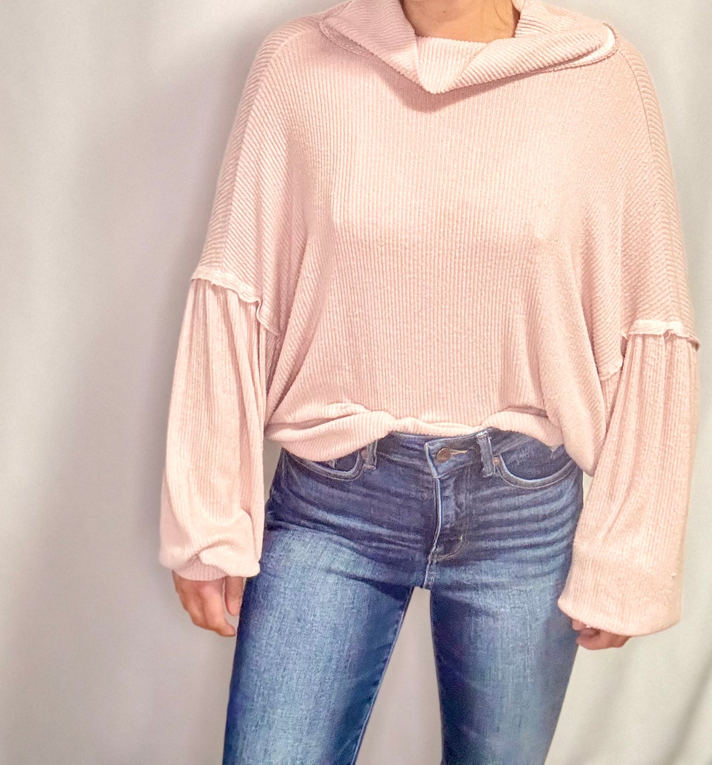 Blush pink open back sweater medium