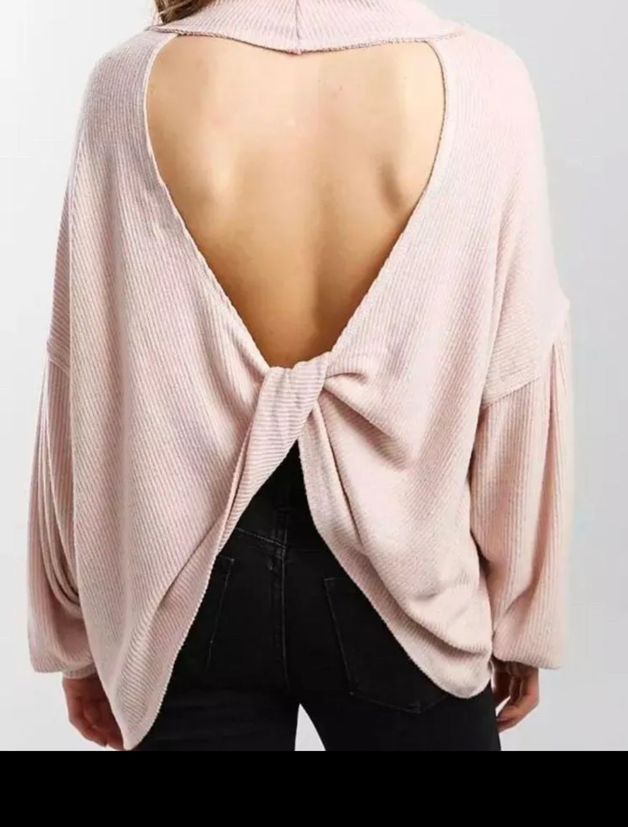 Blush pink open back sweater medium