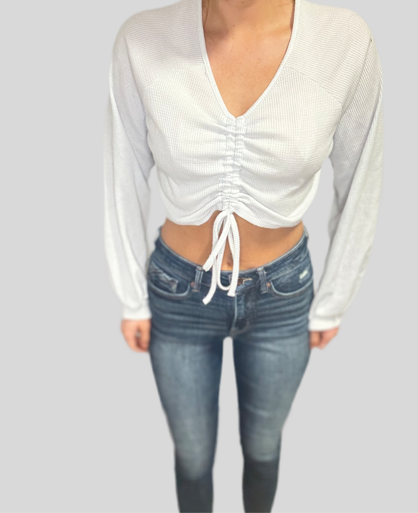 White long sleeve crop top